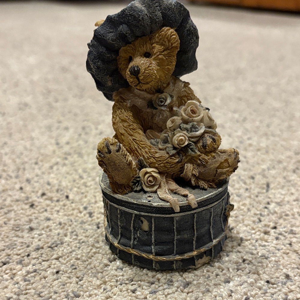 Charming Boyd’s Bear Figurine with Flowers